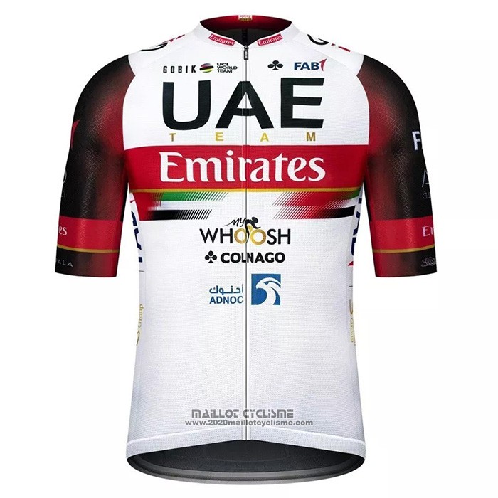 2021 Maillot Cyclisme UAE Noir Blanc Rouge Manches Courtes et Cuissard